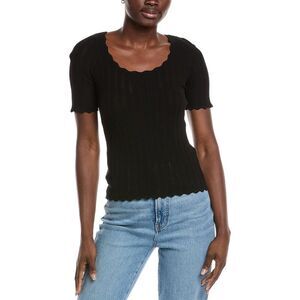 7 For All Mankind Womens  Knit T-Shirt, Black